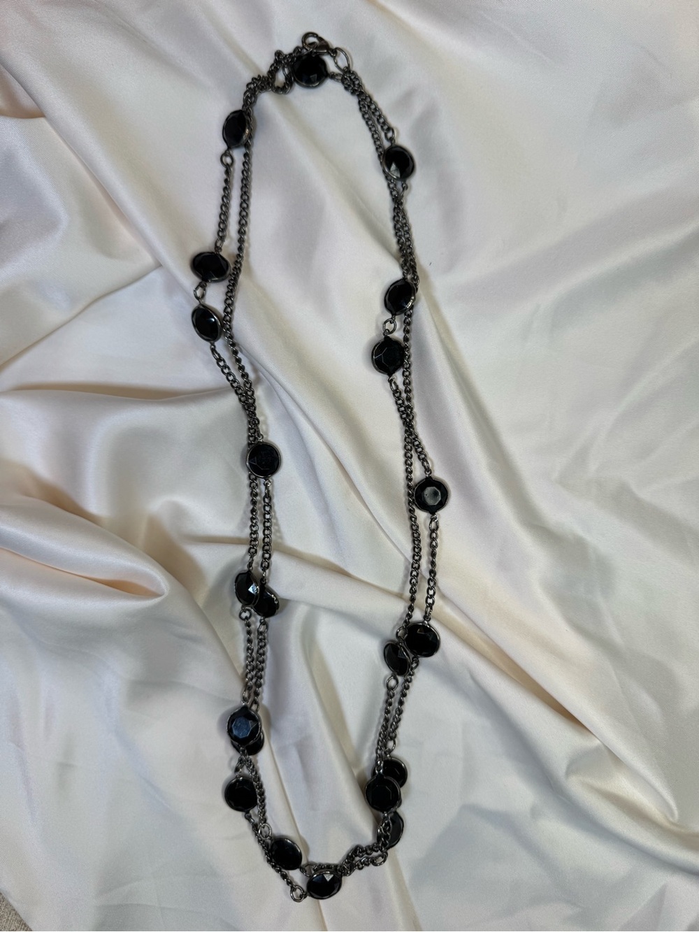Black Multi-Bead Long Women's Necklace